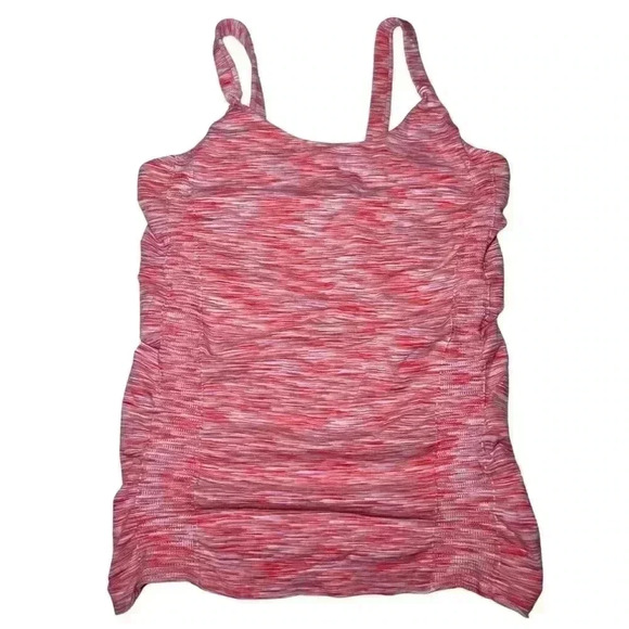 Athleta Fastest Track Athletic Ruched Tank Top Orange Gray Space Dye Size Large - Picture 1 of 8